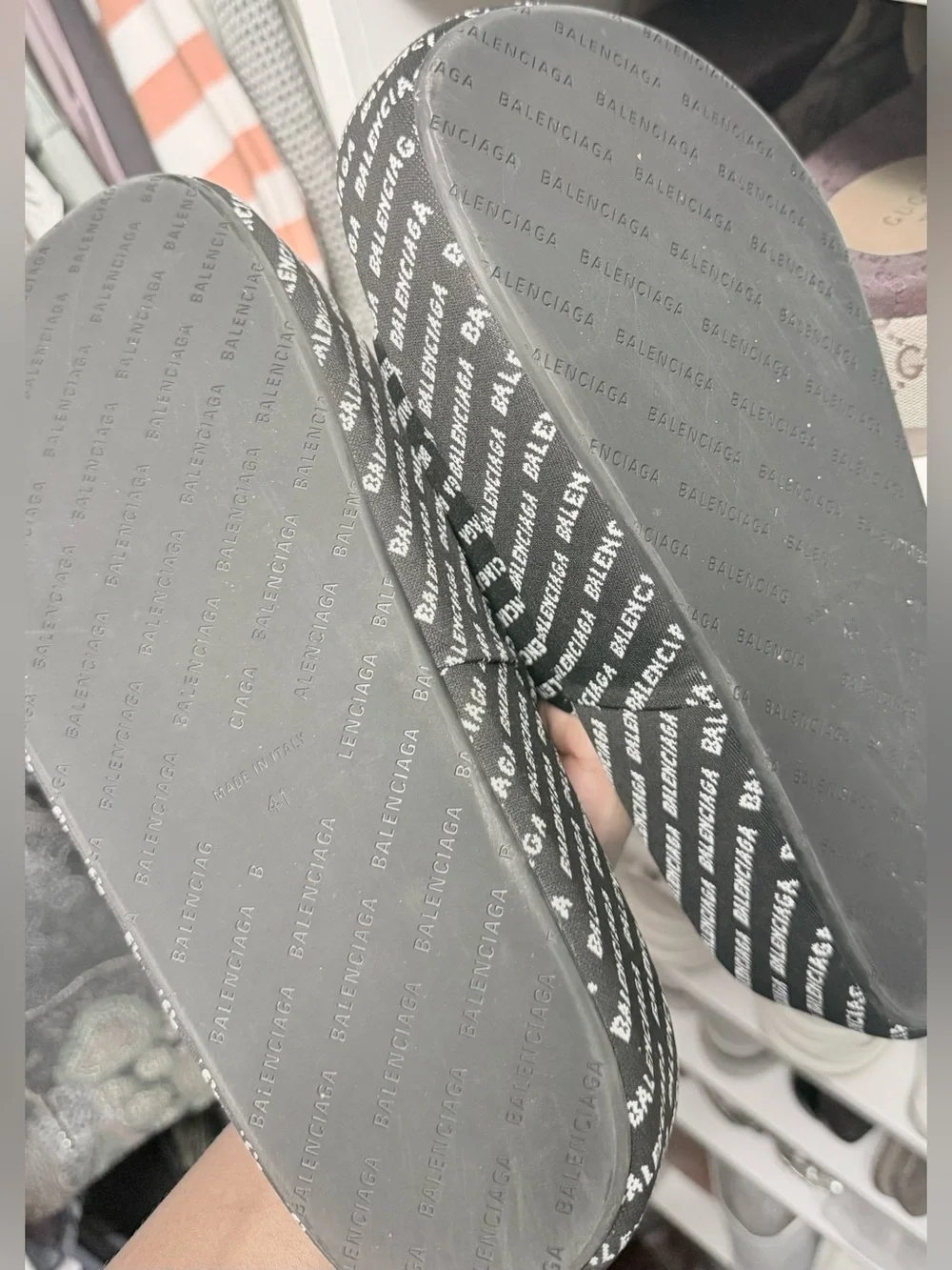 Balenciaga Black Logo Platform Sandals
